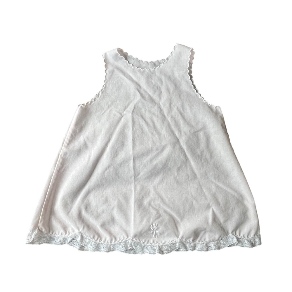 Vintage FELTMAN Bros. Pale Pink BABY SLIP Embroidered Scalloped Lace 3-6 Months